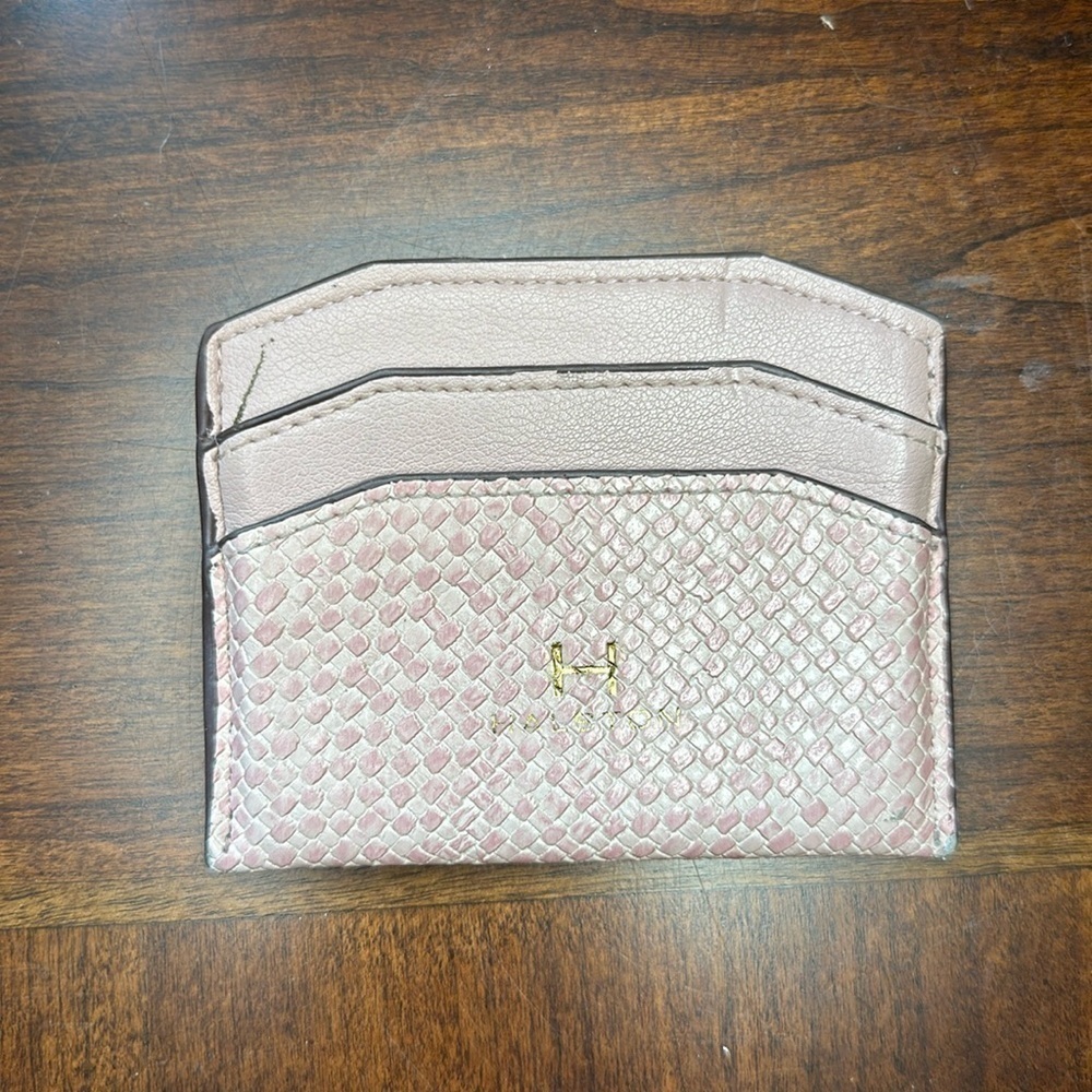 H by Halston Pale pink snakeskin cardholder wallet